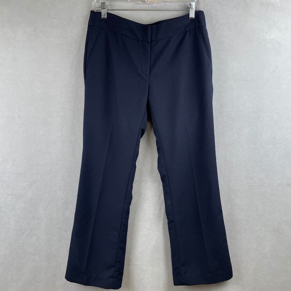 Rafaella Womens 6 Navy Blue Mid Rise Straight Leg Dress Pants Career Custom Hem